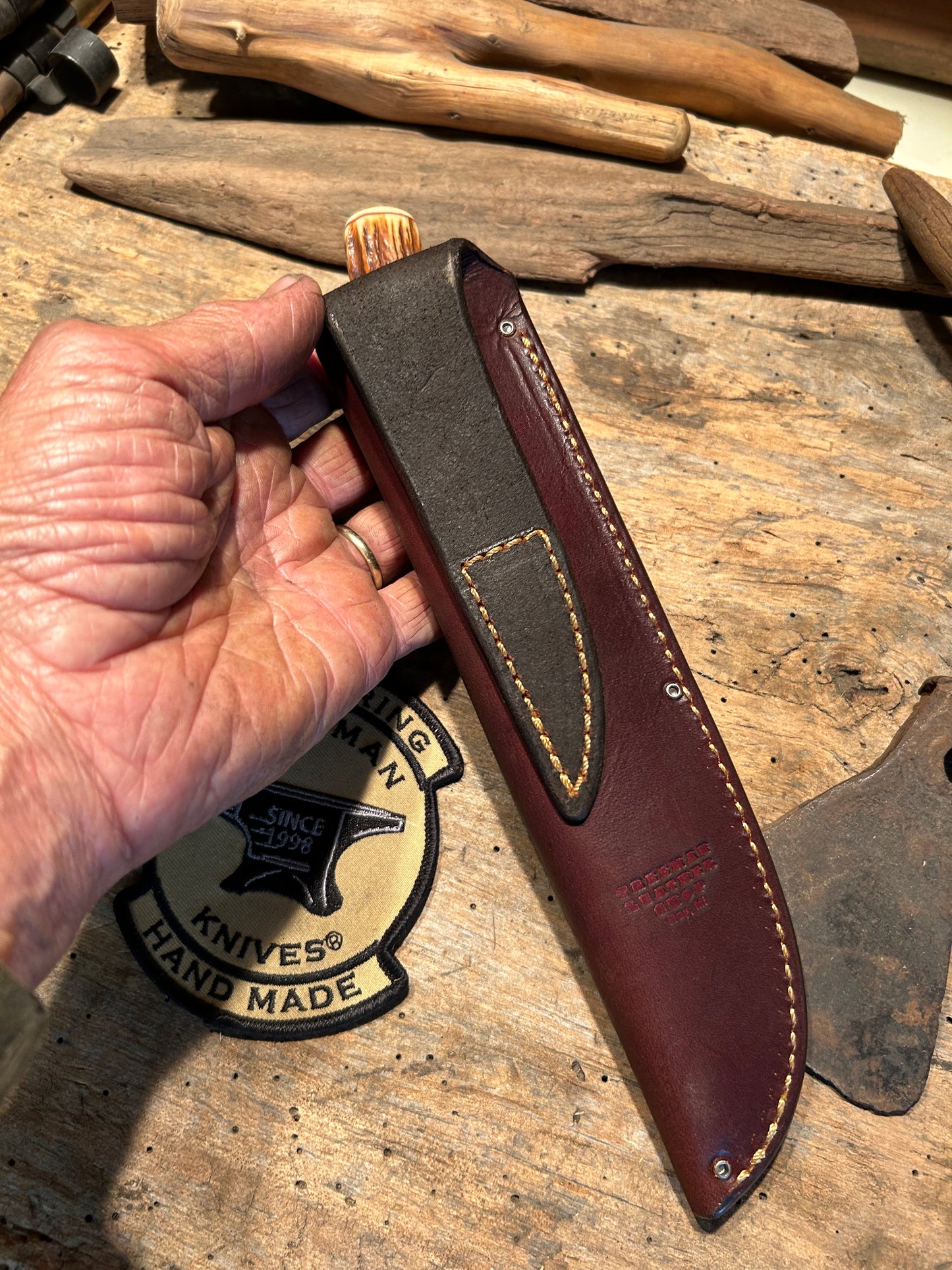 Treeman Sambar stag Sticker AEB_L Stainless Ivory Butt cap