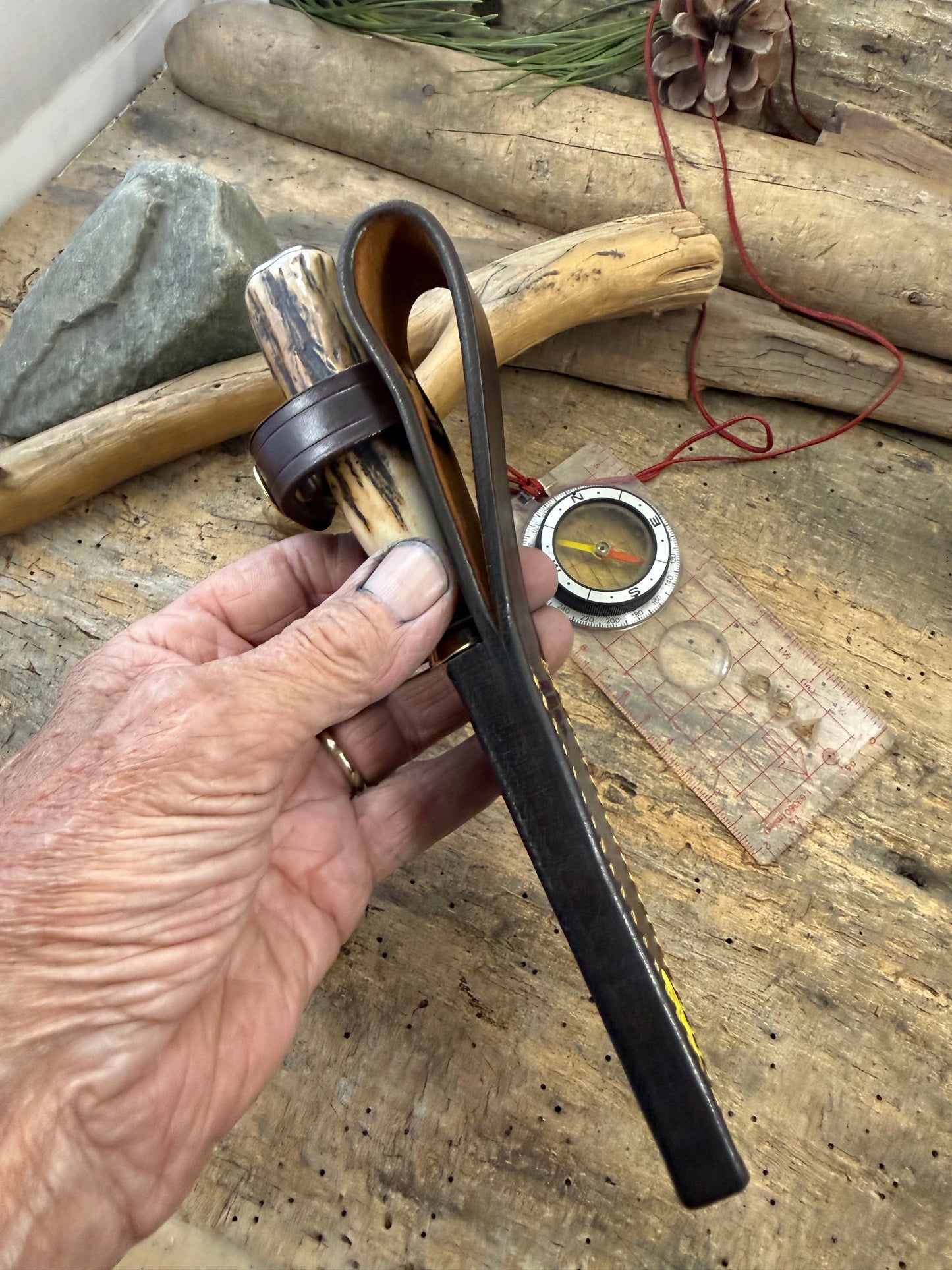 Treeman Traditional Classic Trout & Bird 4" Blade Brass Stag