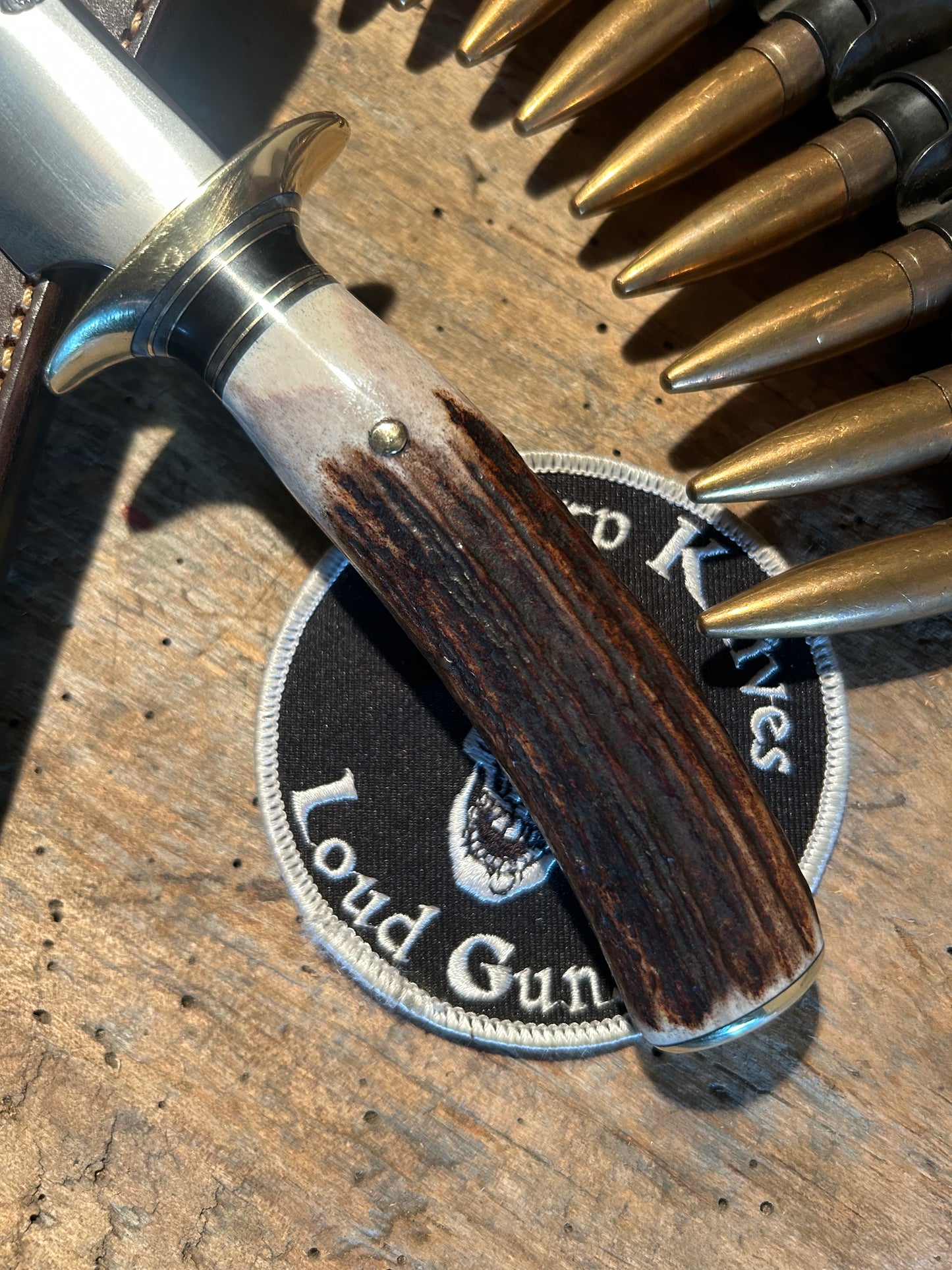 Treeman Double Skull Fighter 7" Blade Brass Guard Stag  Handle