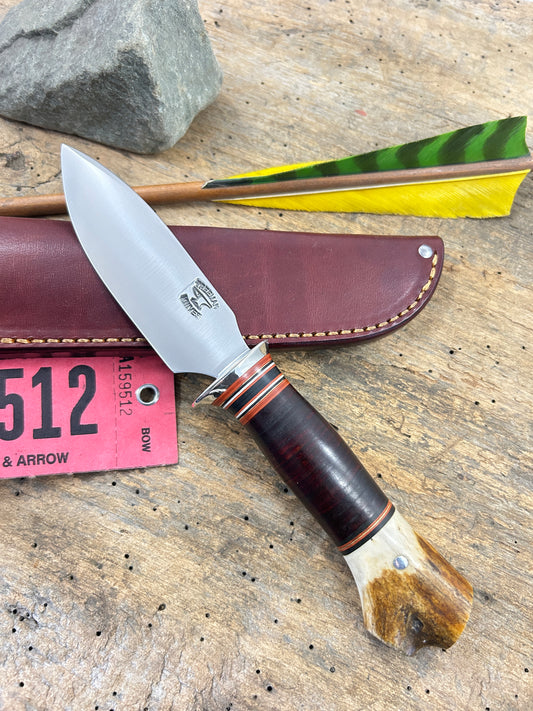 Treeman Alaskan 4" Super Slicer AEB-L Stainless Horse Hide Crotch Stag pouch Sheath