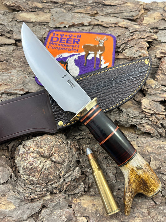 Treeman Michigan Hunter 5" Blade Horsehide Drop Tine Butt Shark Sheath