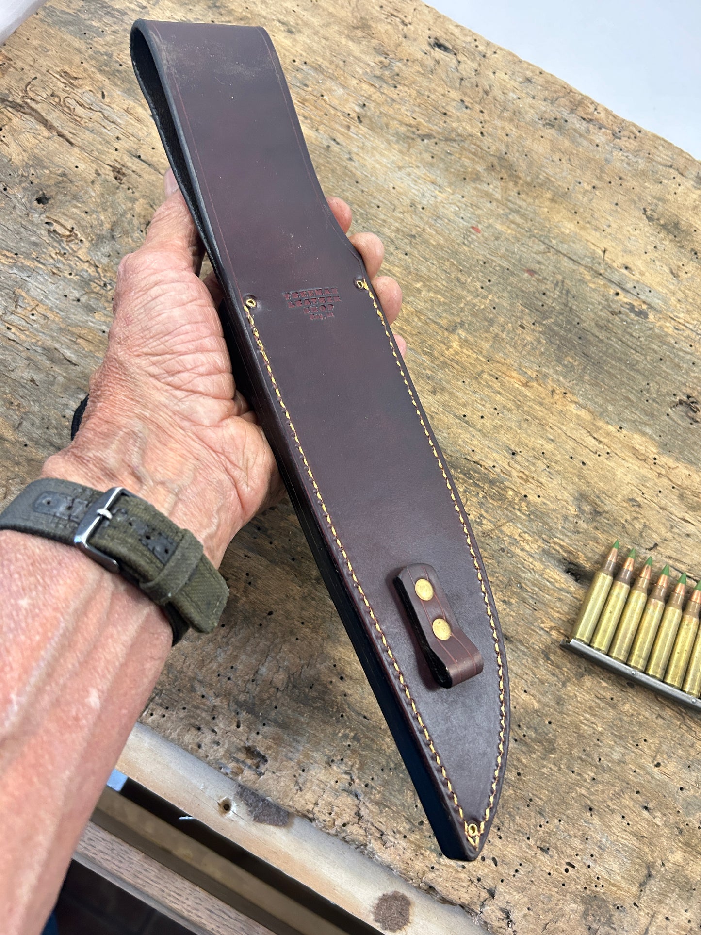 Treeman 8" Mod 1 HD Fighter Hammer Mark Red Stag Stone Pouch Sheath