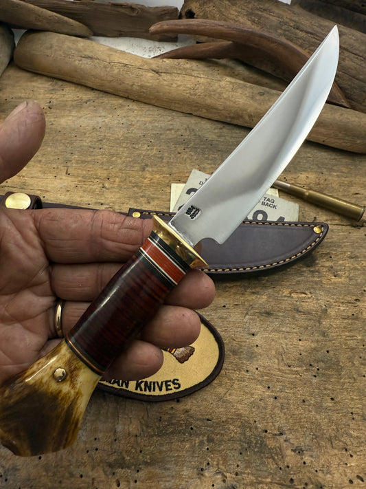 Old School Scagel Style Deer & Trout 5" Blade Horse hide Crotch Stag