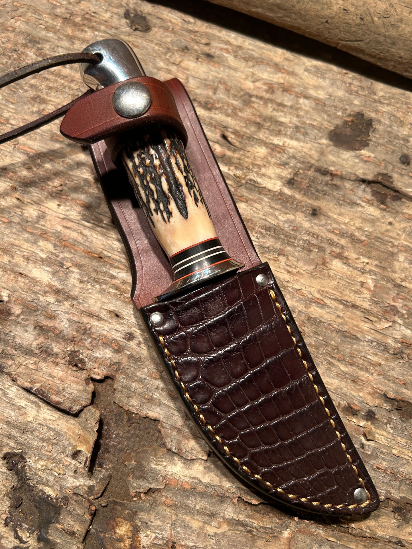 Treeman South Dakota Caper Stag Aluminum AEB-L Stainless Croc Sheath 5 options