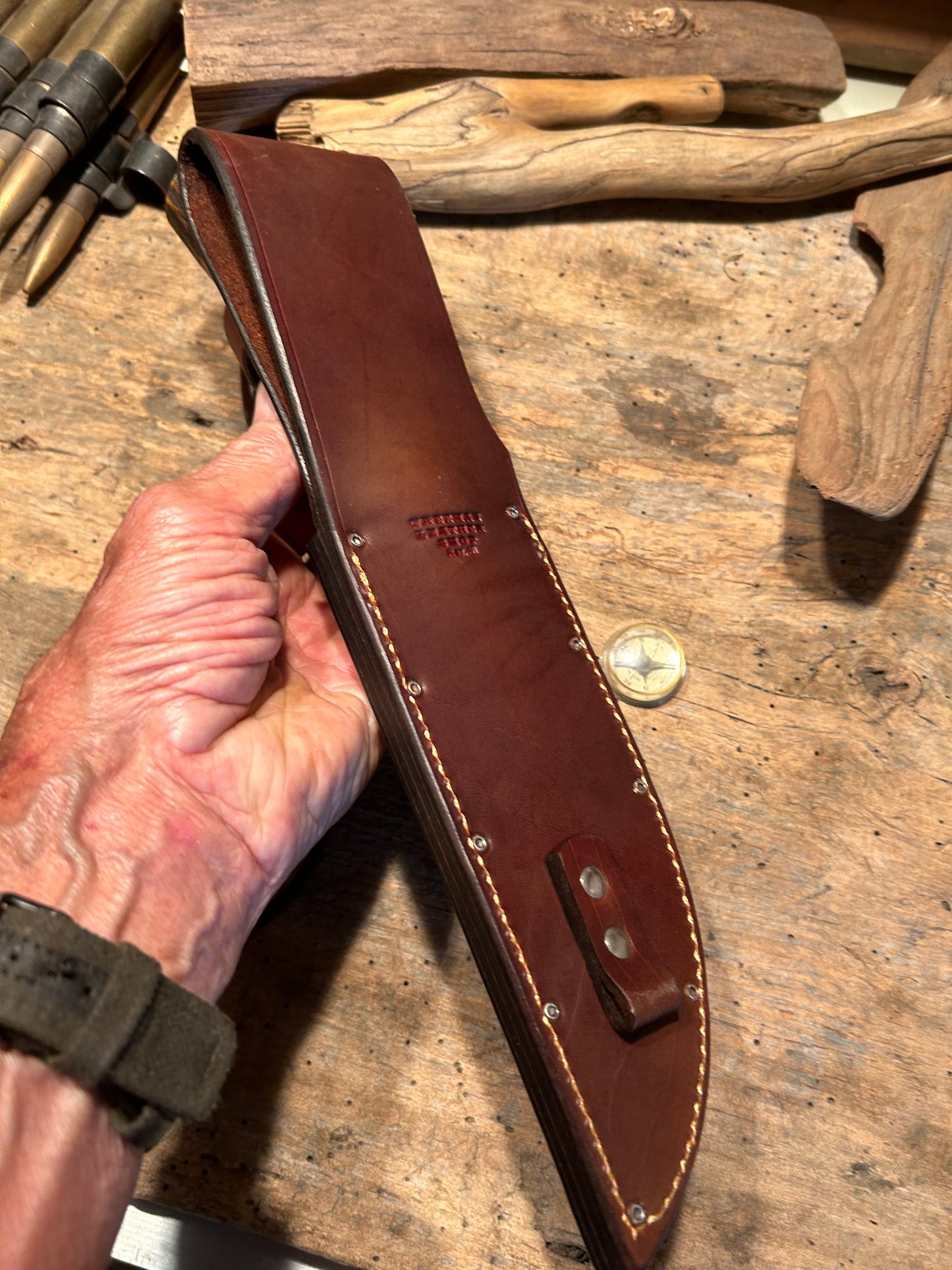 J. Behring Handmade Vintage Treeman Camp Knife Old Stamp 7" Blade