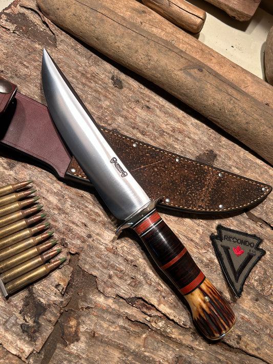 Treeman 8" Double Skull Fighter AEB-L Stainless HH Red Stag crows beak