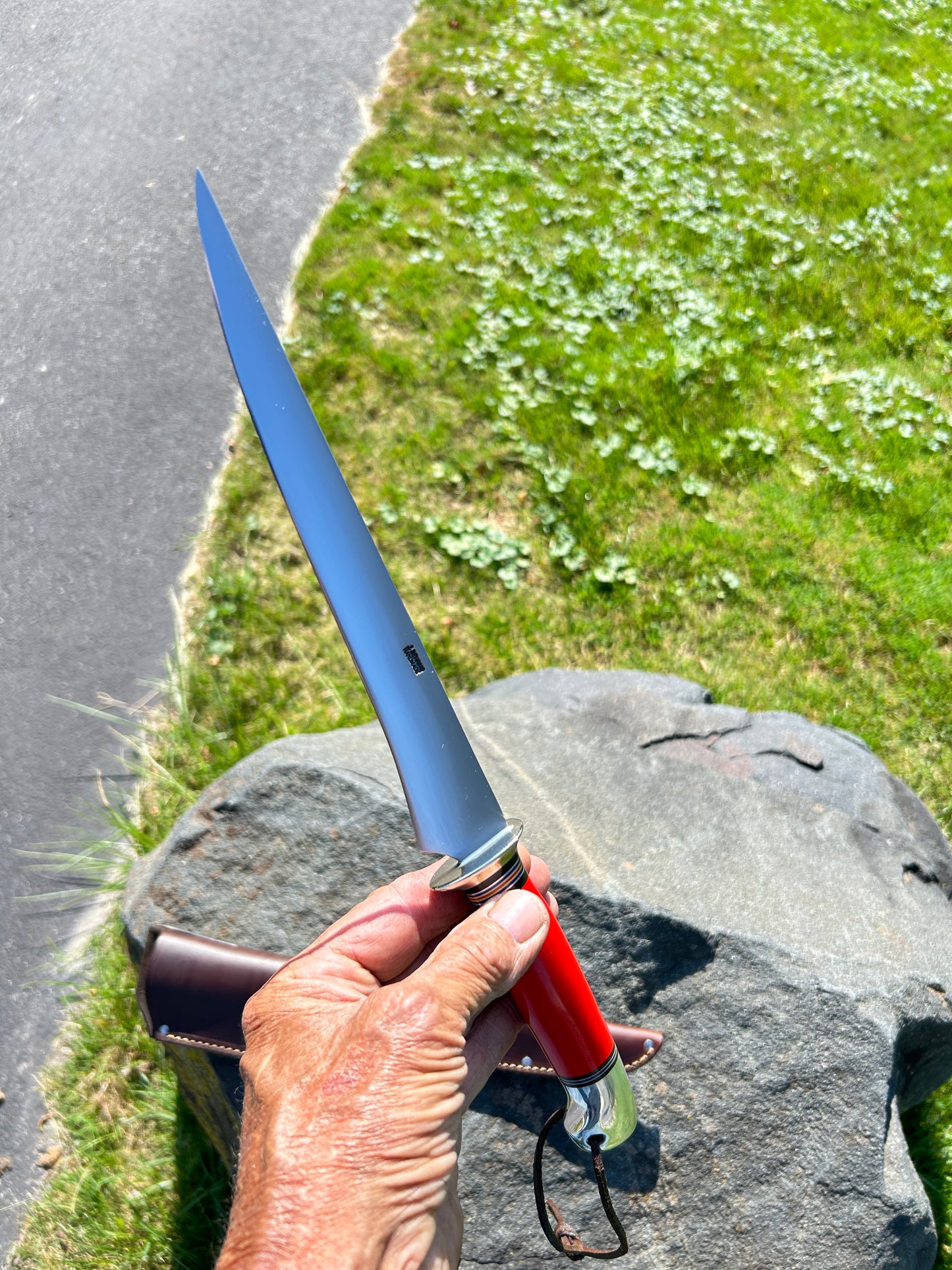 Treeman 9" Filet Knife Red G10 handle Aluminum Crows beak butt