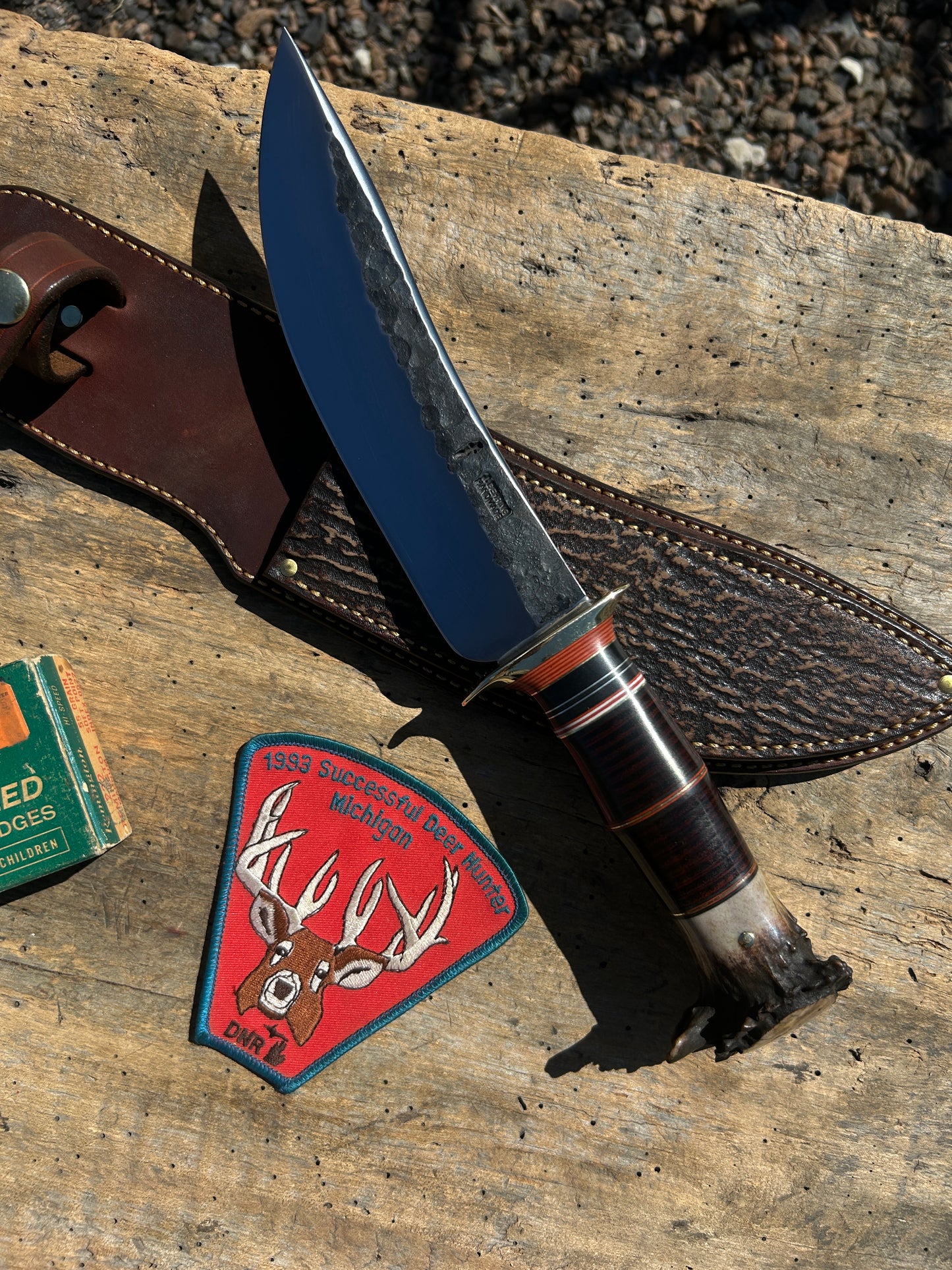 Treeman Hammer Mark Camp Knife Horse Hide Crown Stag  Shark Sheath