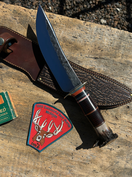 Treeman Hammer Mark Camp Knife Horse Hide Crown Stag  Shark Sheath