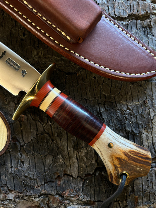 Vintage Treeman Fighter 6 1/2" Brass Guard Sullivan Sheath