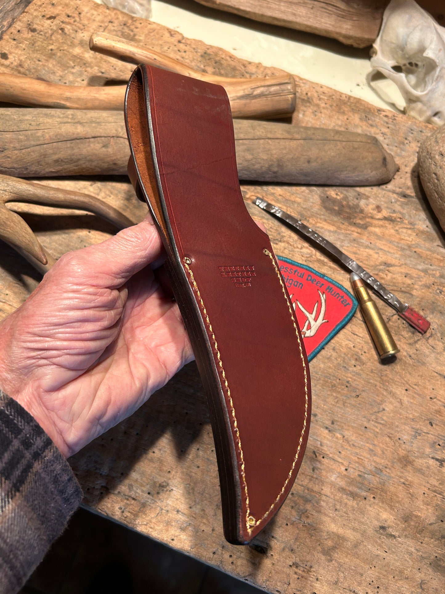 Treeman Copper Harbor Skinner AAA Sambar Stag Elephant Ear Sheath