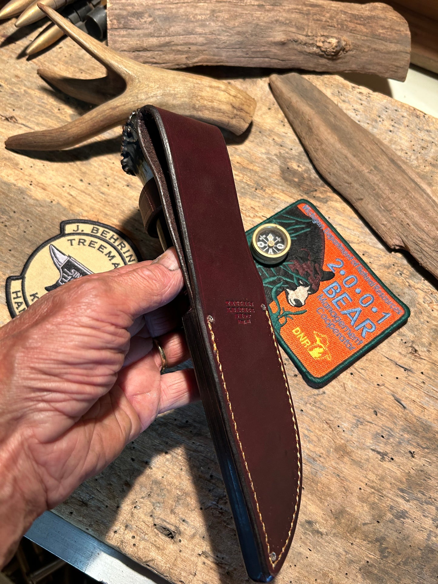 Treeman Iron Mt Hunter Forged 1095 NS Horsehide Crown Stag Giraffe