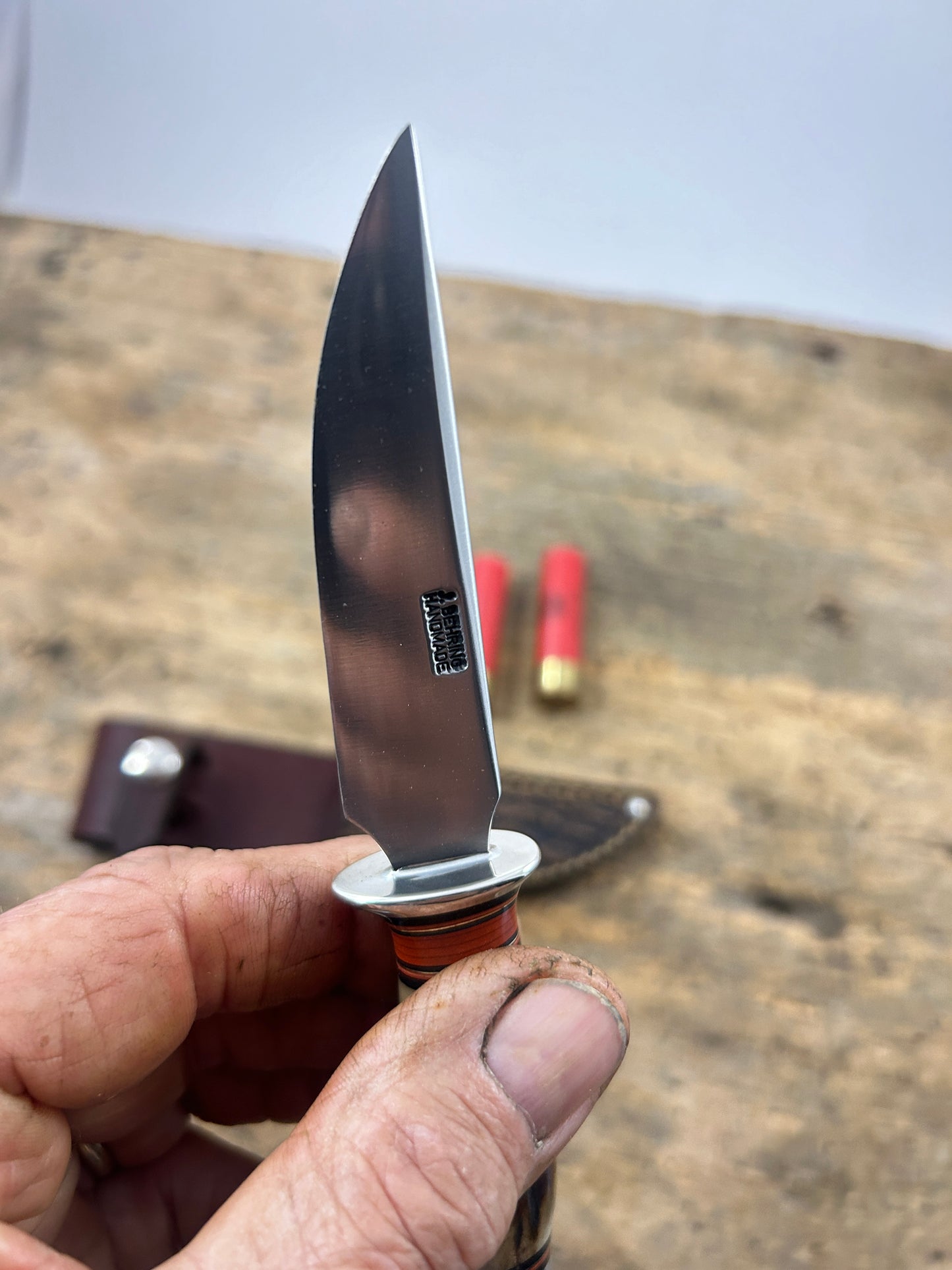 Treeman Trout Knife AEB-L Stainless Nickel Stag Aluminum Butt Shark Sheath