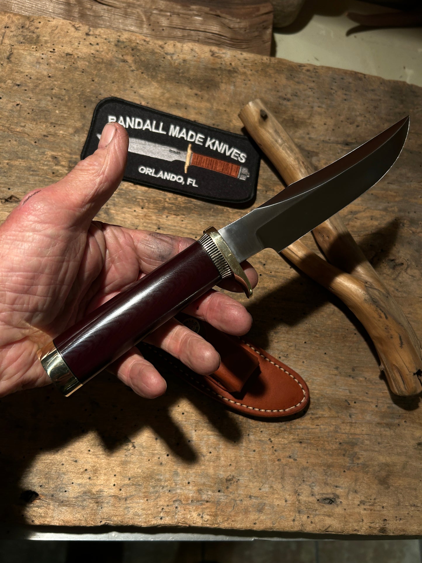 Randall Model 12-6 Little Bear SS, TN,Brass Guard & Scalloped Colar Maroon Micarta Brass Butt MINT Shop Price