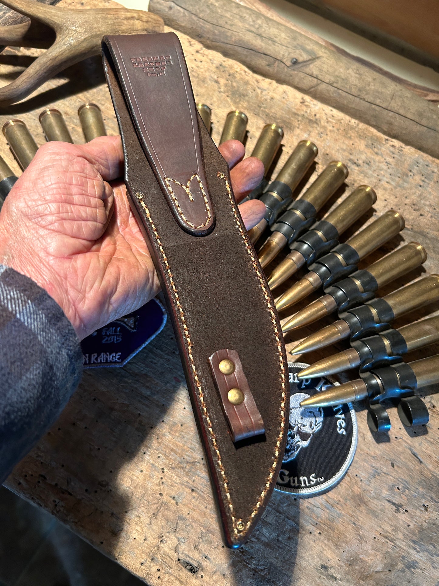 Treeman Double Skull Fighter 7" Blade Brass Guard Stag  Handle