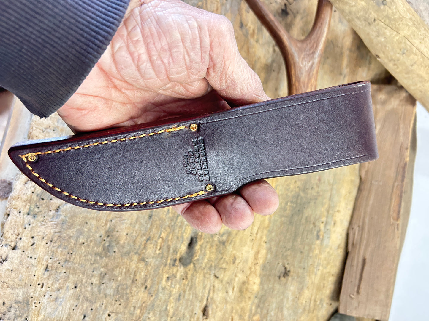 J.Behring Treeman Caper Brass Guard Sambar Stag pinned butt cap