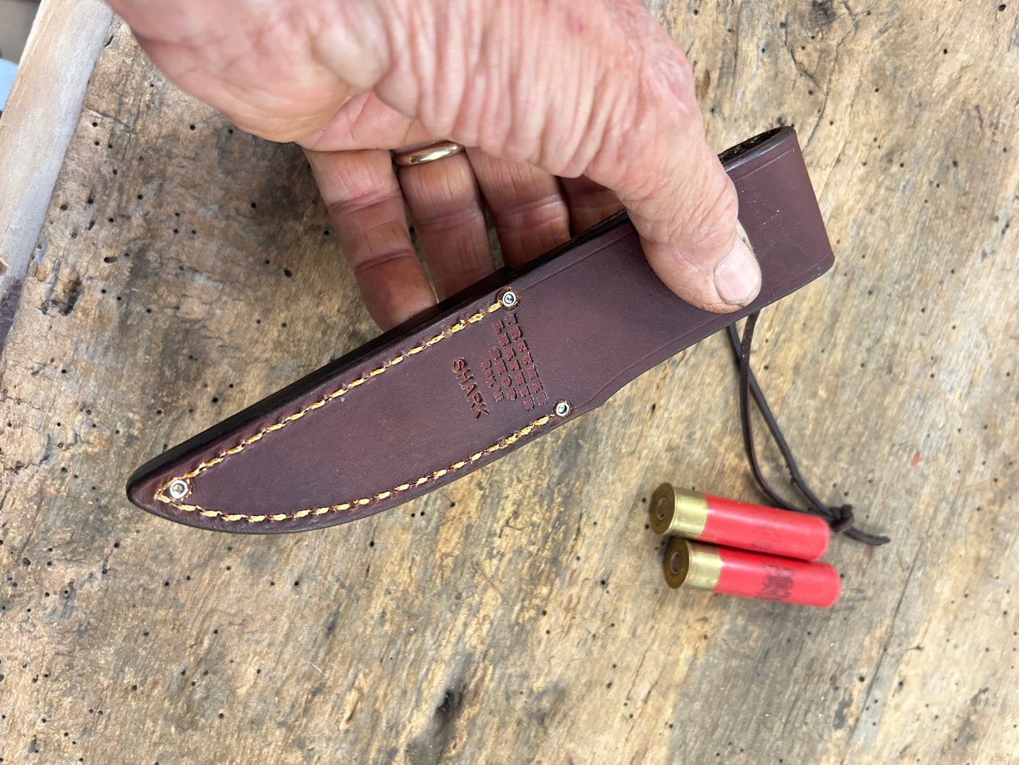 Treeman Trout Knife AEB-L Stainless Nickel Stag Aluminum Butt Shark Sheath