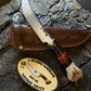 Vintage Treeman Hunter Made 2004 5 1/4" O1 Forged Blade Crotch Stag Water Lily Horse Hide Sheath