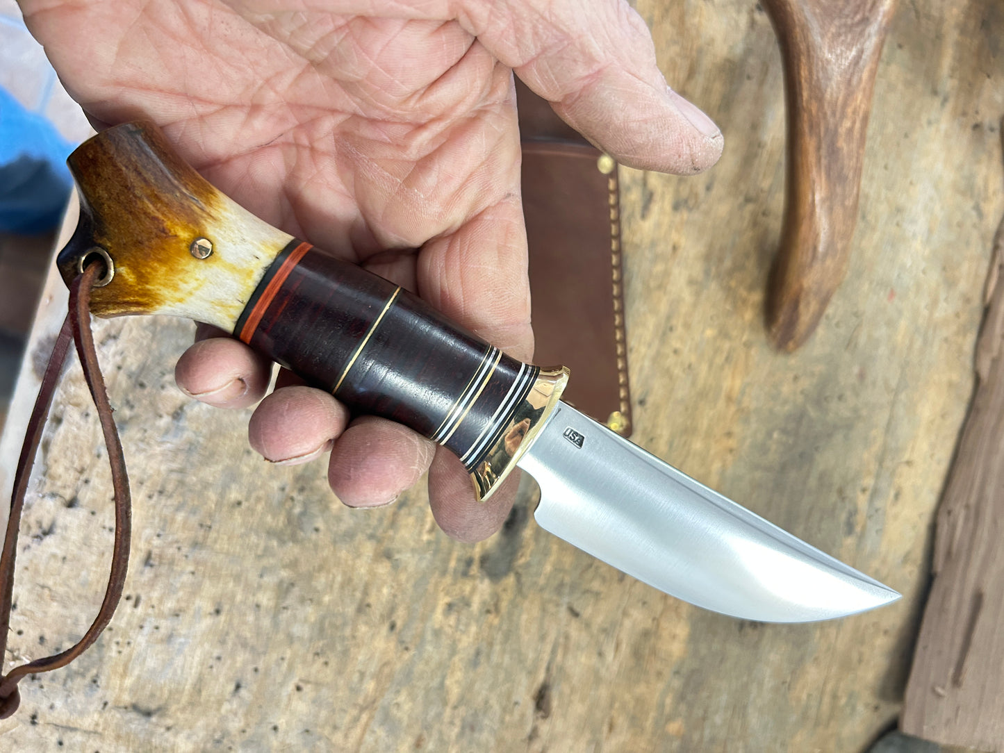 Treeman Deer & Trout 4" Blade Brass Horse Hide Crotch Stag