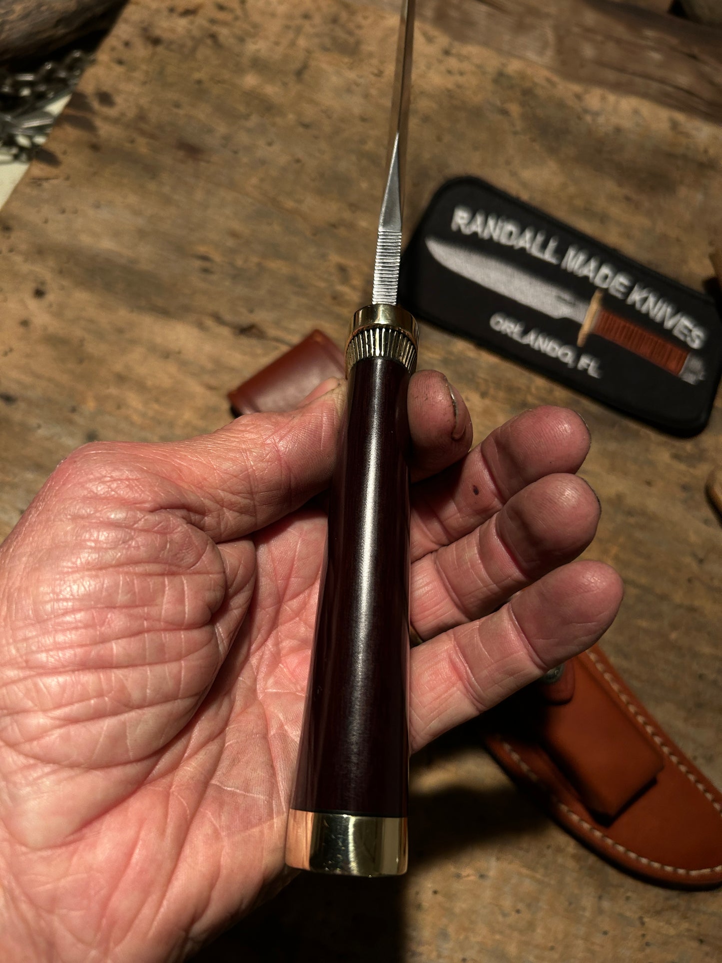 Randall Model 12-6 Little Bear SS, TN,Brass Guard & Scalloped Colar Maroon Micarta Brass Butt MINT Shop Price