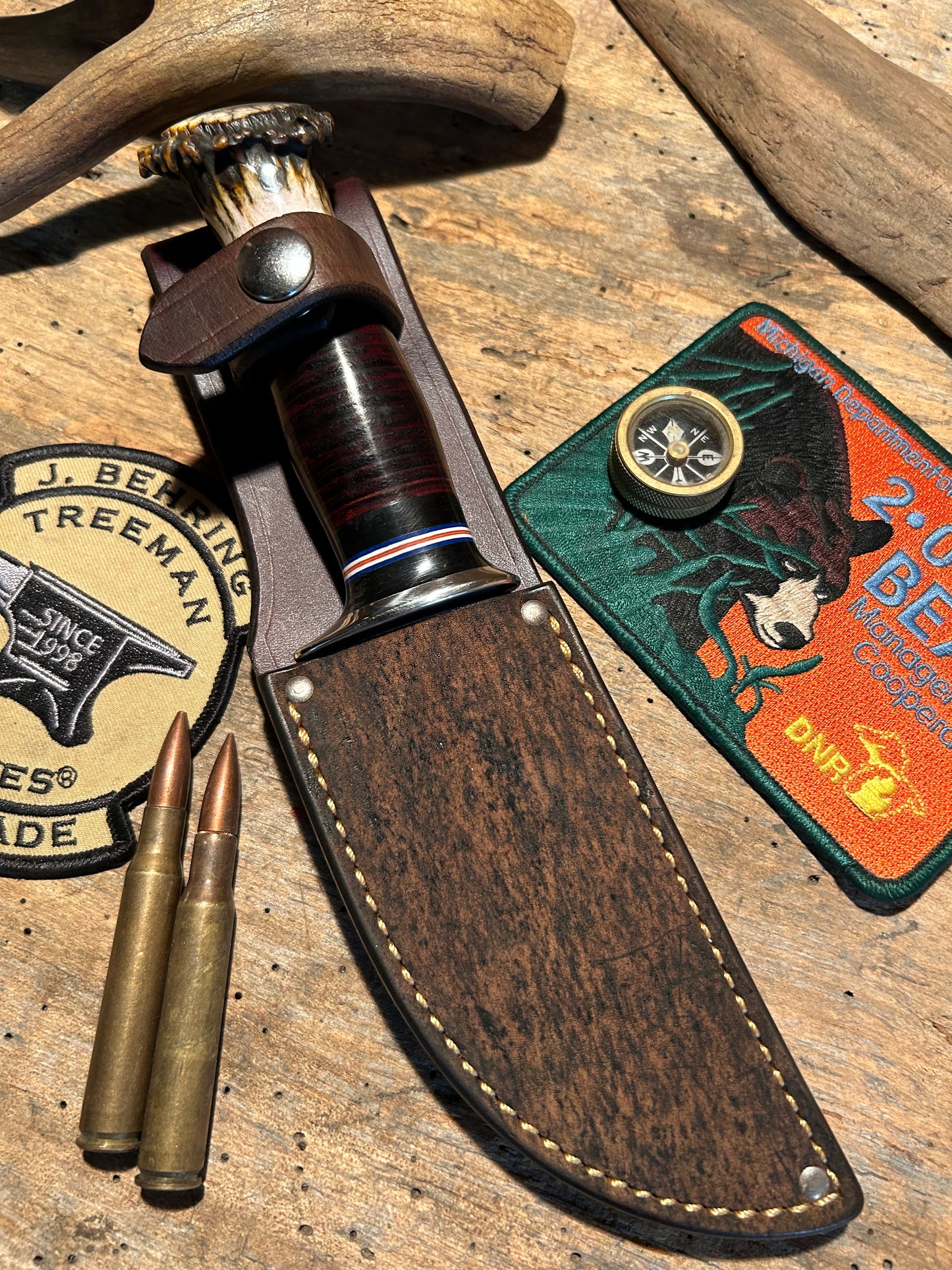 Treeman Iron Mt Hunter Forged 1095 NS Horsehide Crown Stag Giraffe