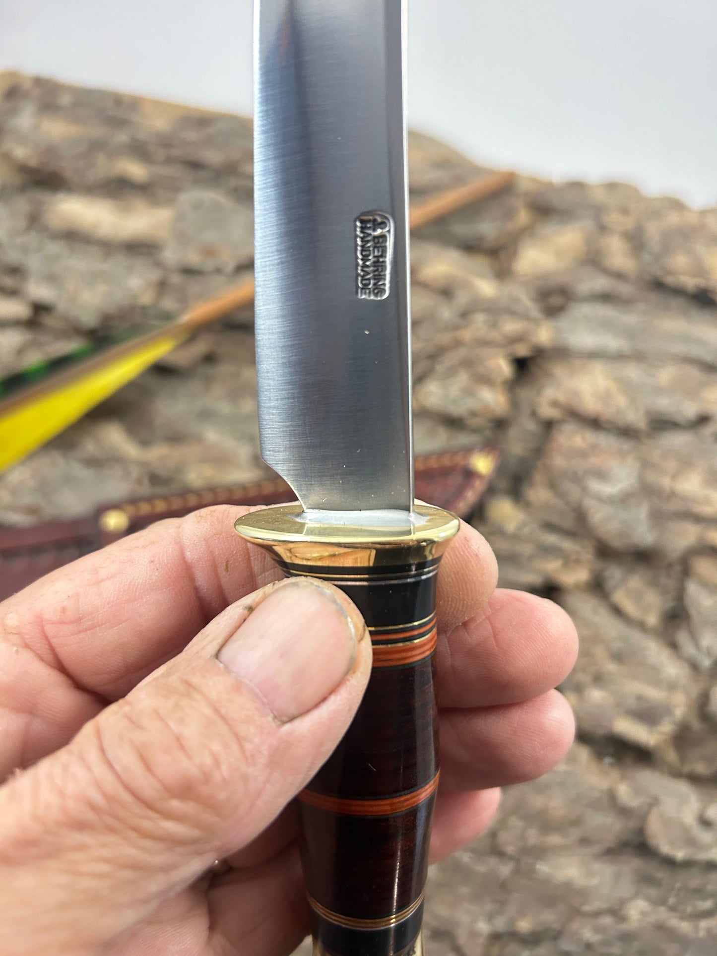 Treeman 5" Deer & Trout AEB-L HH Old School Crown Stag Basket Weave Sheath