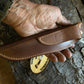 Vintage Treeman Hunter Made 2004 5 1/4" O1 Forged Blade Crotch Stag Water Lily Horse Hide Sheath