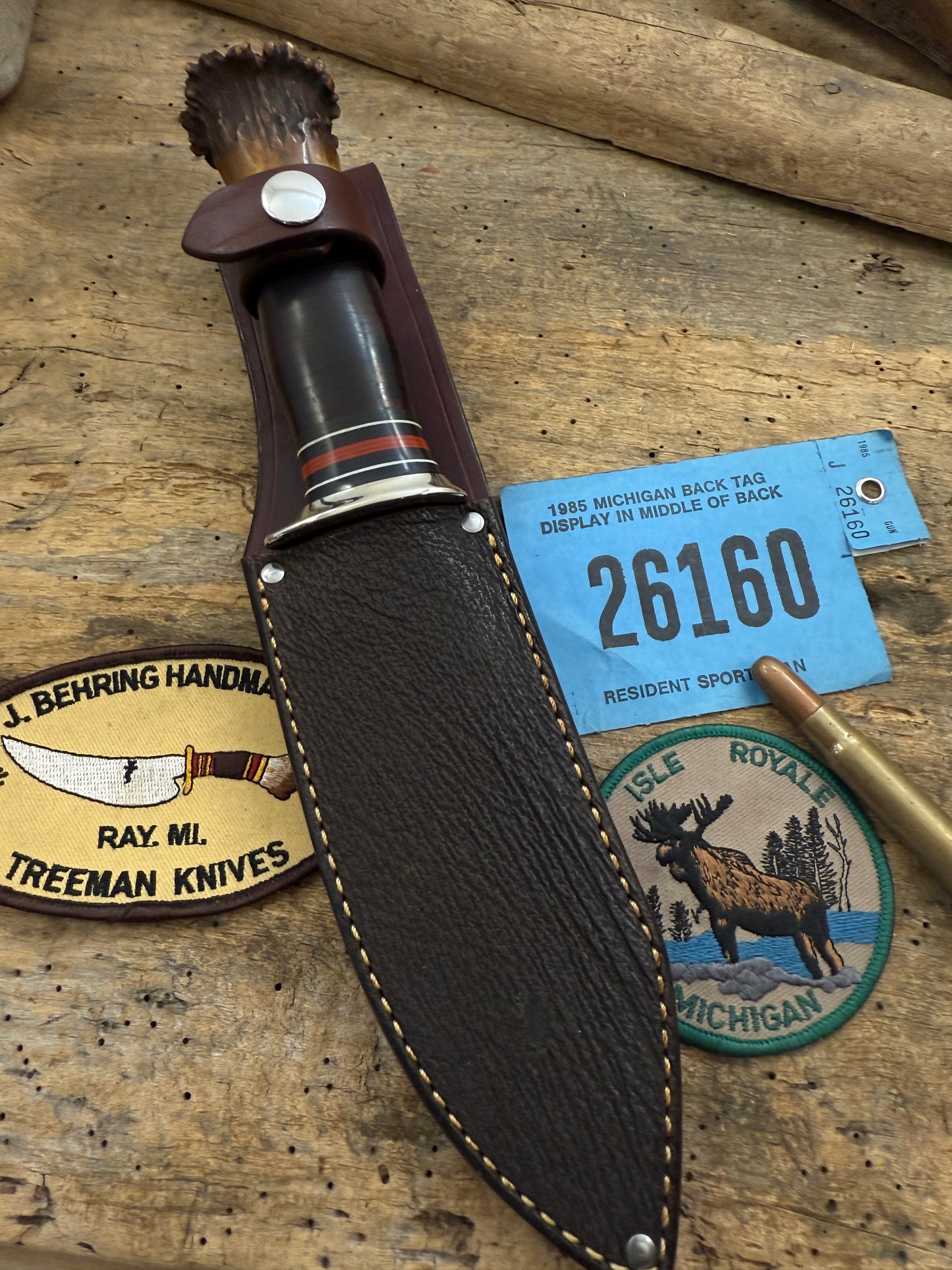 Treeman Special Hunter AEB-L Nickel Silver Horse Hide Crown stag Butt