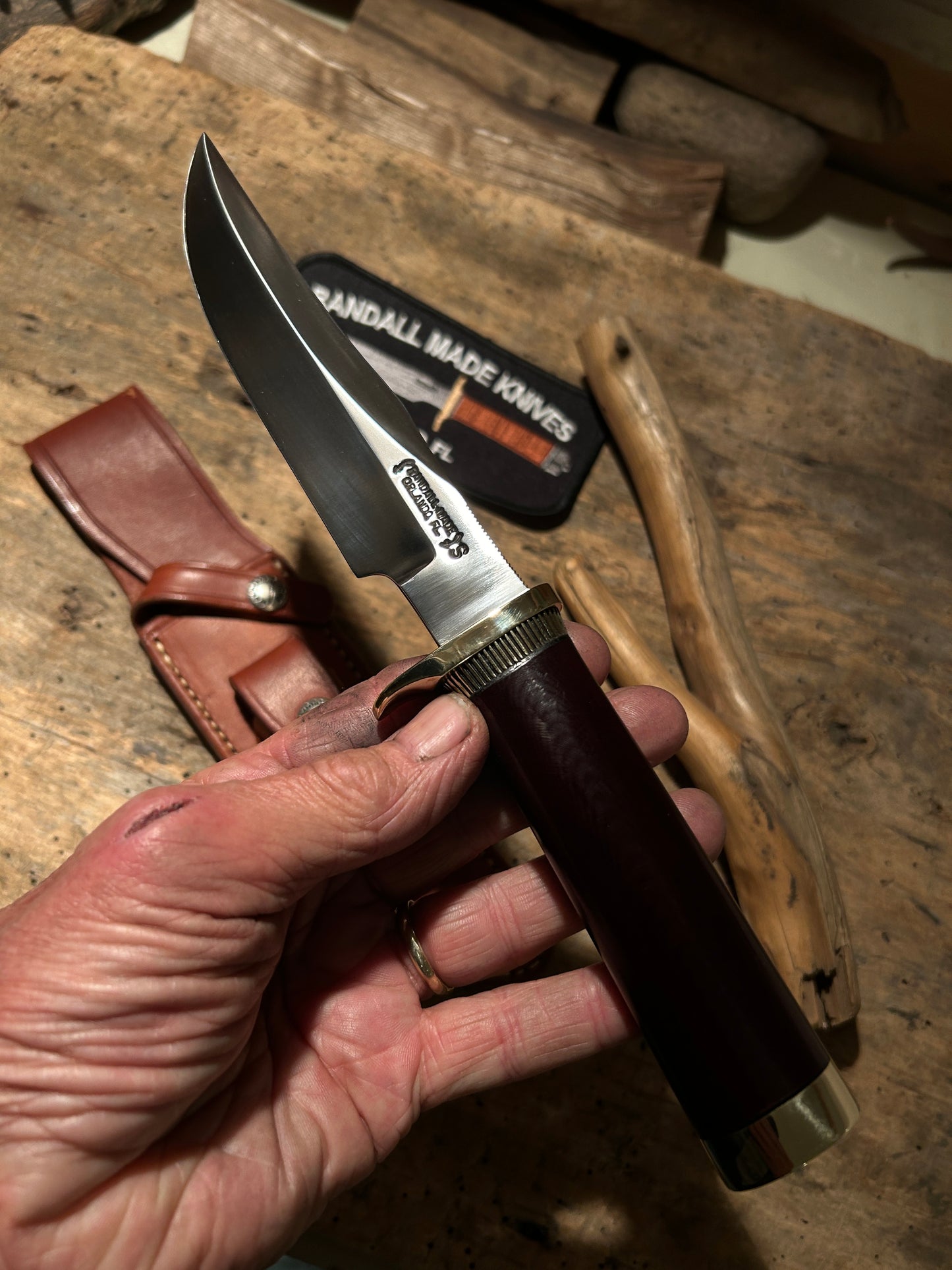 Randall Model 12-6 Little Bear SS, TN,Brass Guard & Scalloped Colar Maroon Micarta Brass Butt MINT Shop Price