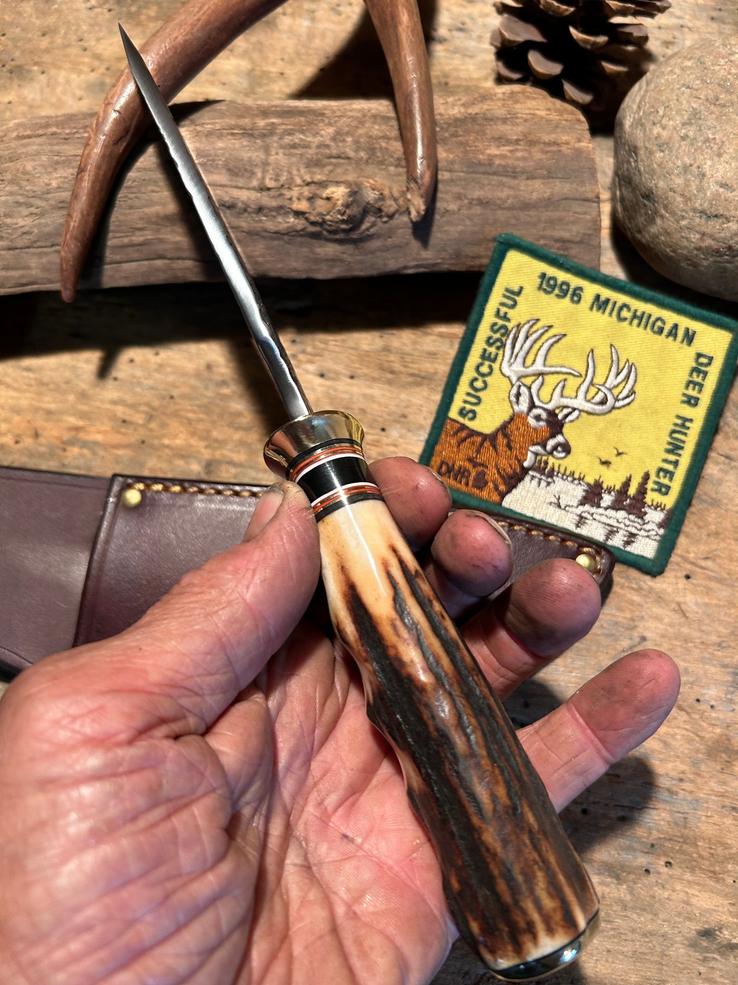 Treeman Alaskan Finger Grove Sambar Stag 5" Hammer Mark Blade