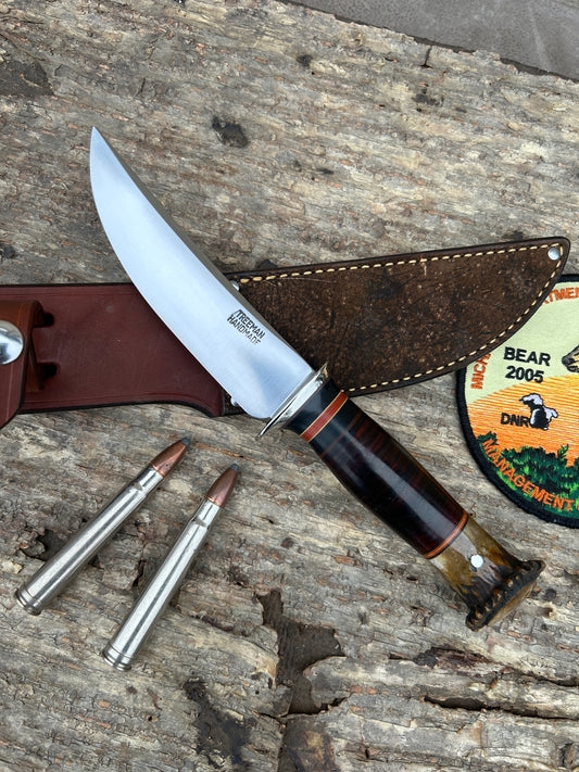 Treeman Bear & Trout Knife 1095  Crown Stag