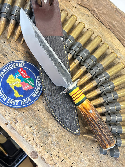 Vietnam Veteran Double Skull Fighter 8" Hammermark Blade Shark Sheath