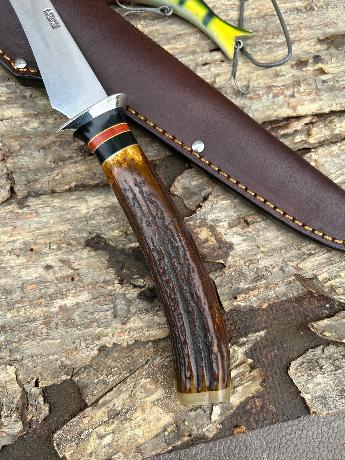 Treeman 7" Filet knife stag AEB-L Ox Butt cap