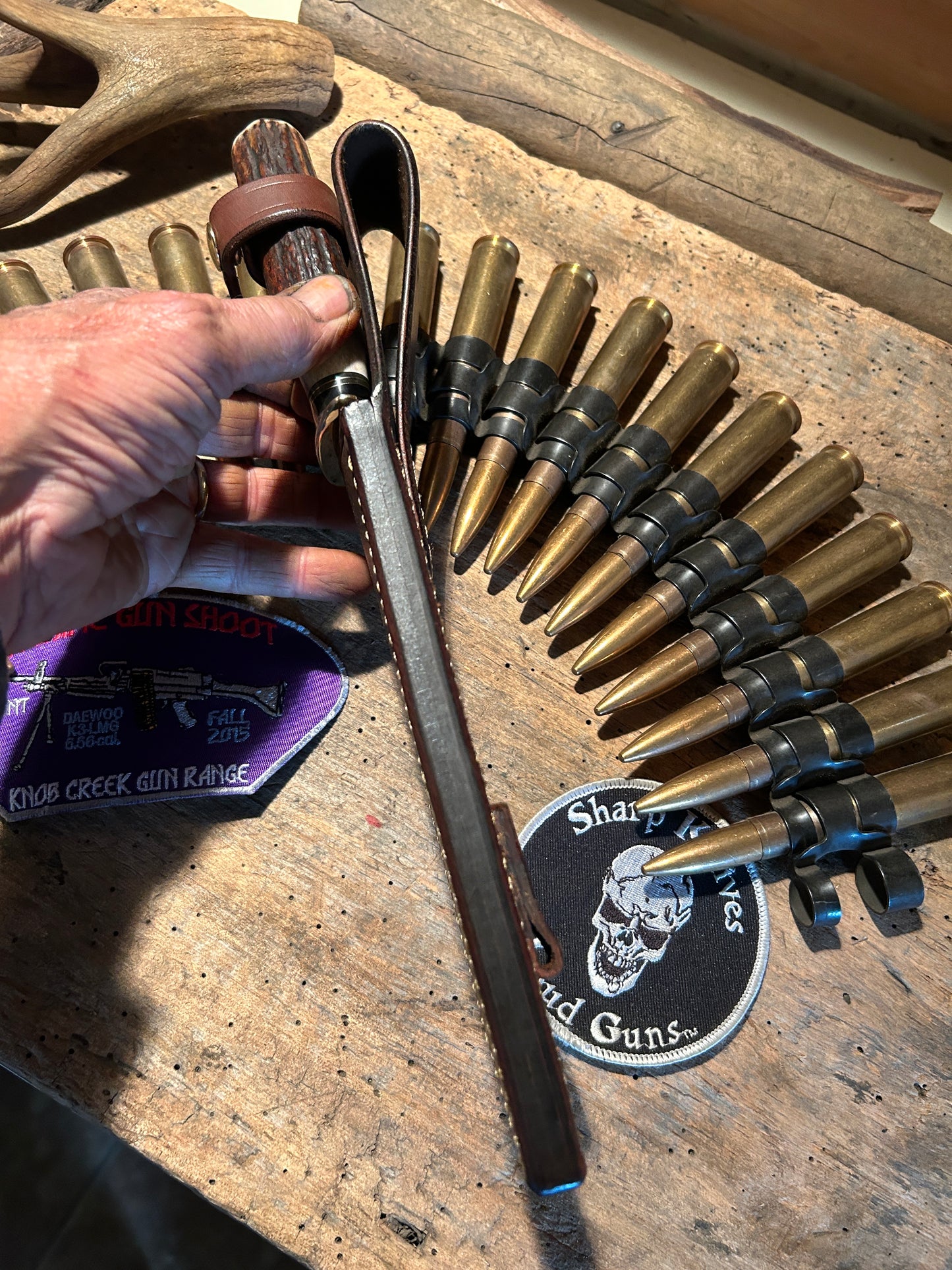 Treeman Double Skull Fighter 7" Blade Brass Guard Stag  Handle