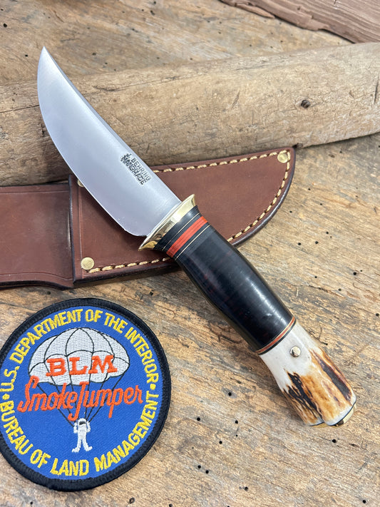 Treeman Knives 4" Deer & Trout Brass Horse Hide Sambar Stag