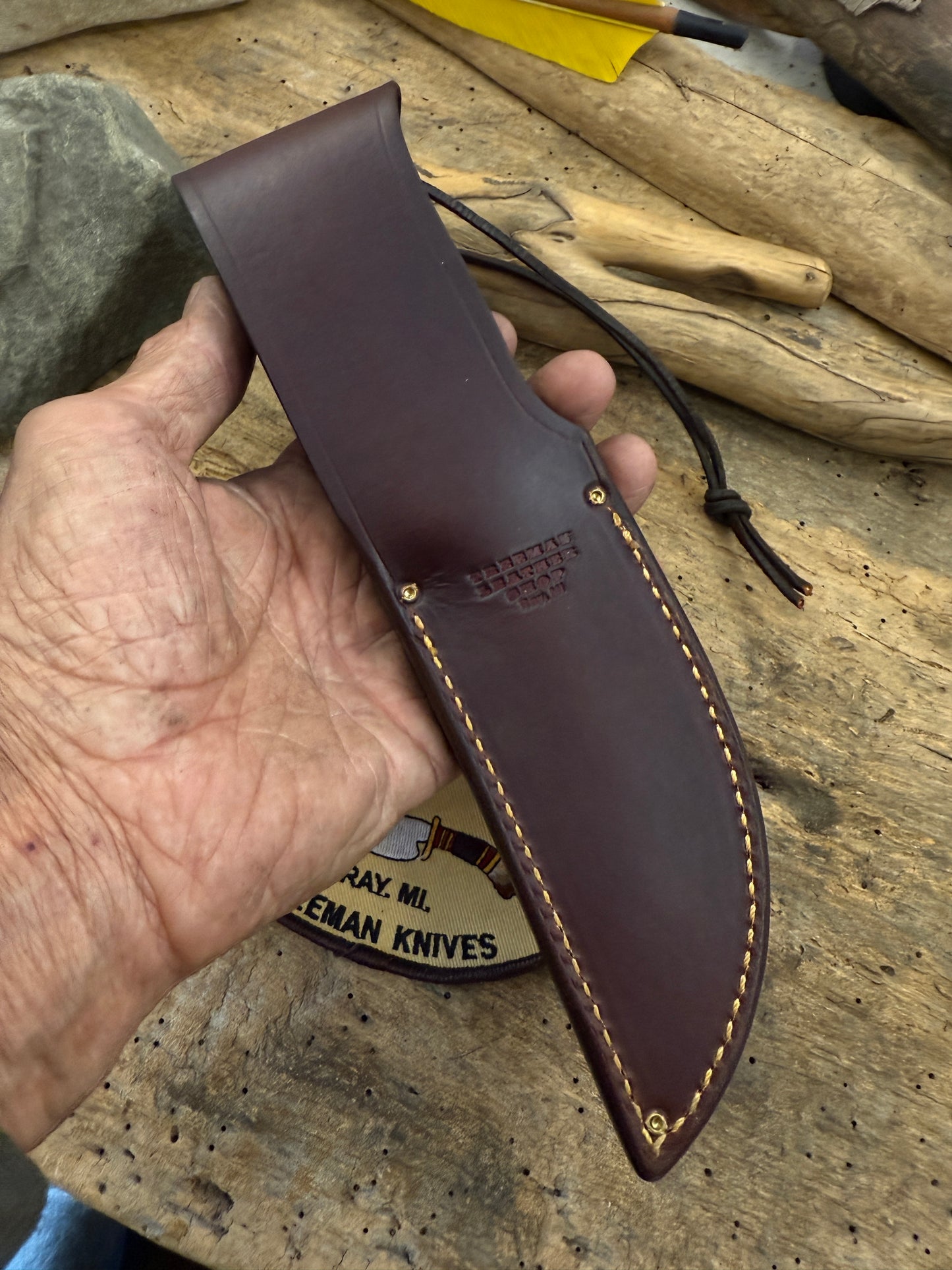 Treeman Iron Mt Hunter Hammer Mark 5" blade Horse hide Brass Crows beak Butt