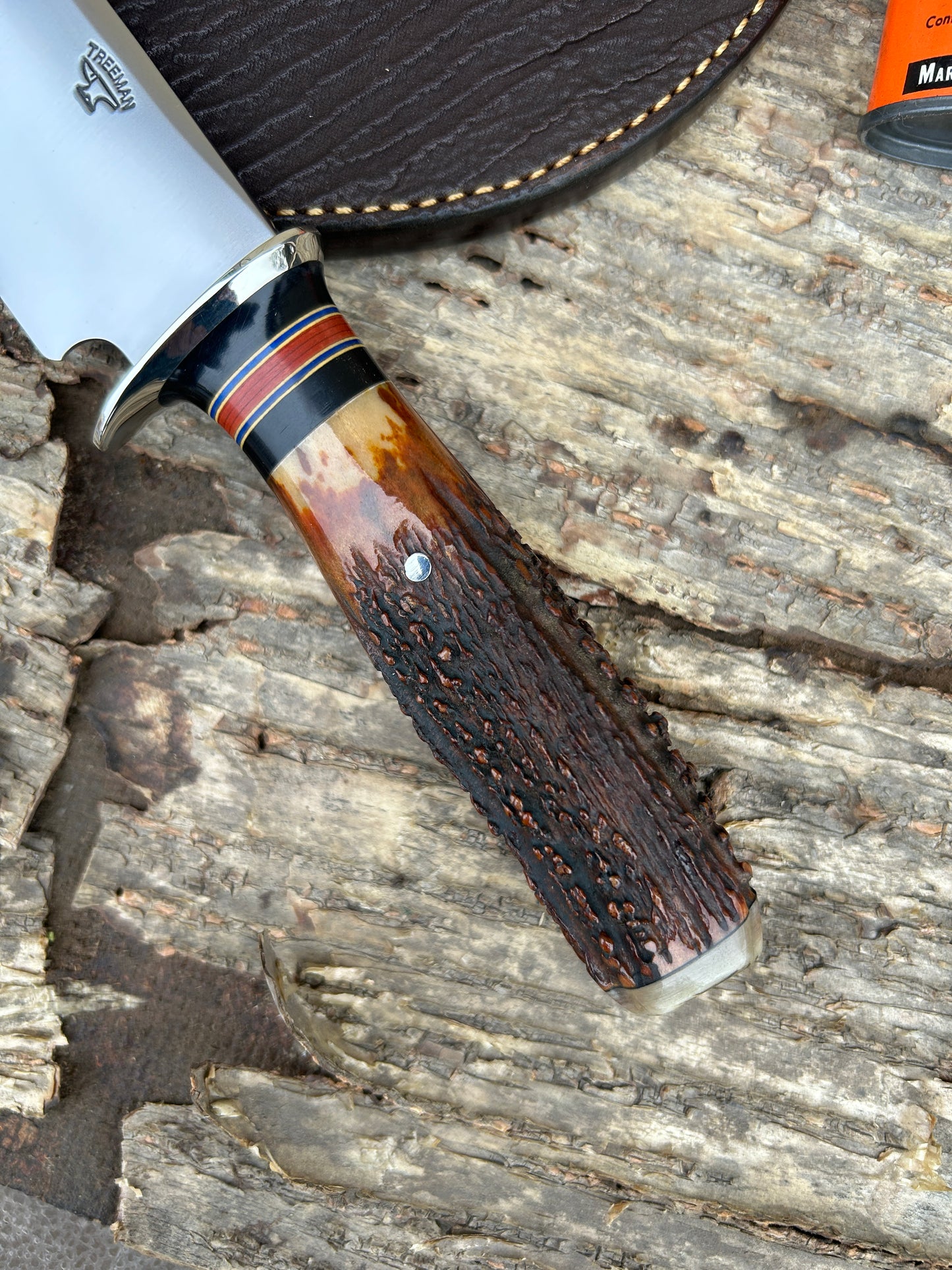 Treeman Fox River  Nickel Guard AAAA Stag Ox Butt Cap Shark Sheath