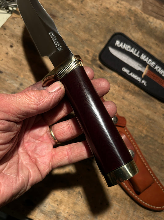 Randall Model 12-6 Little Bear SS, TN,Brass Guard & Scalloped Colar Maroon Micarta Brass Butt MINT Shop Price
