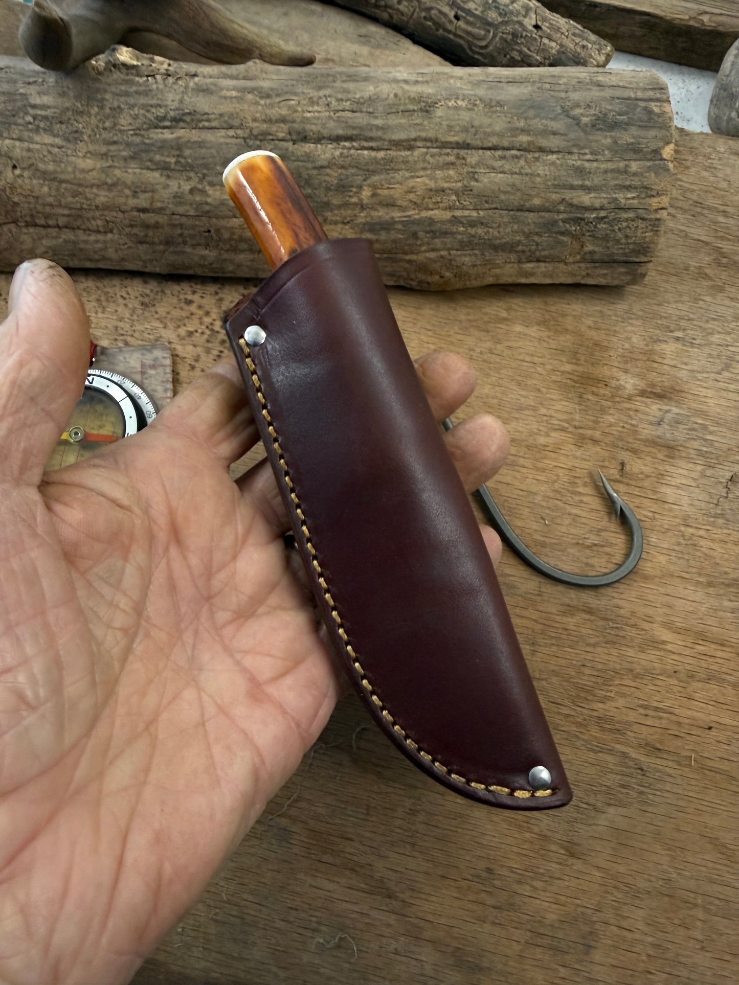 Trout Knife Red Stag Mammoth Cap NS Guard Pouch Sheath
