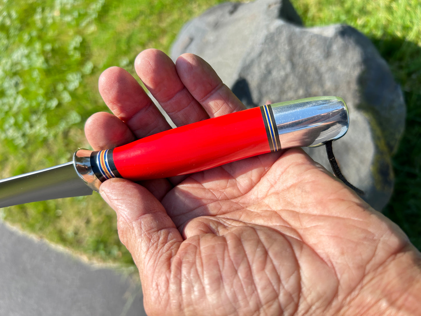 Treeman 9" Filet Knife Red G10 handle Aluminum Crows beak butt