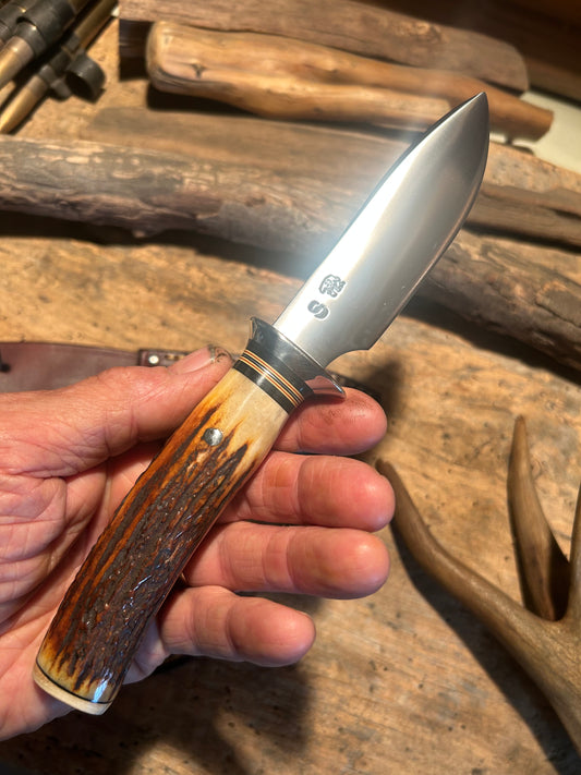 Special Hunter AEB-L Stainless NS Guard Red Stag Mammoth Cap Belt Sheath