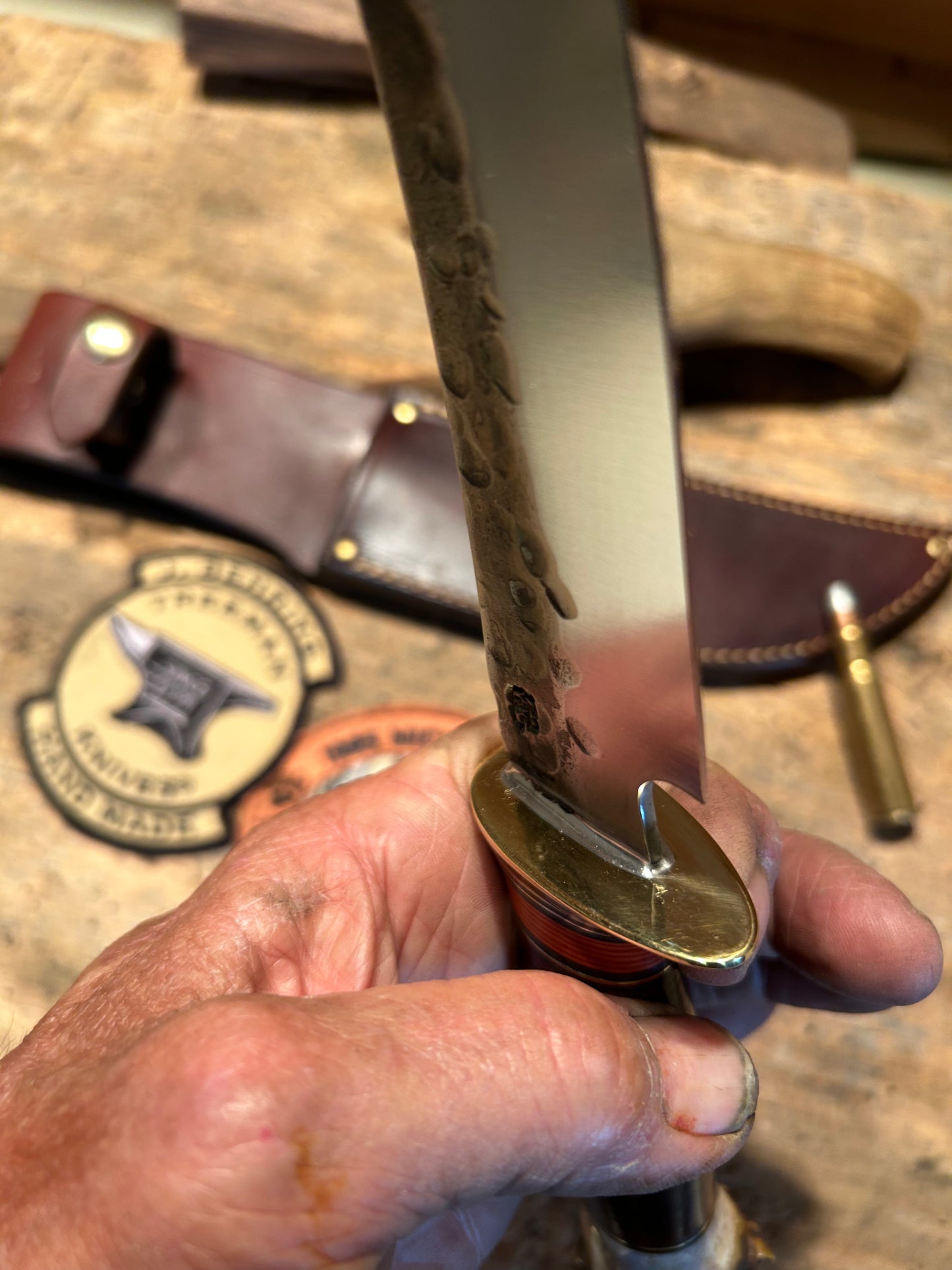 Treeman 7" Hammermark Camp Knife Horse Hide Crown stag