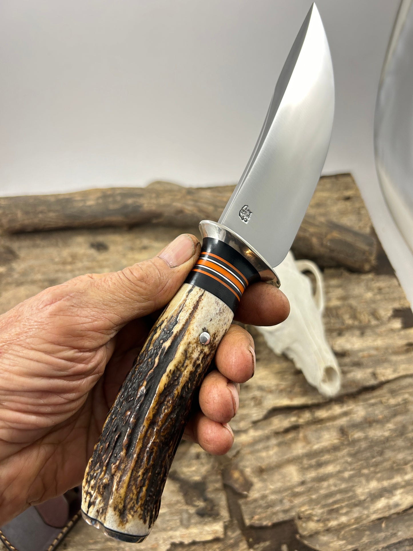 Treeman Woodcraft 5 1/2" Nickel Sambar Stag Giraffe sheath