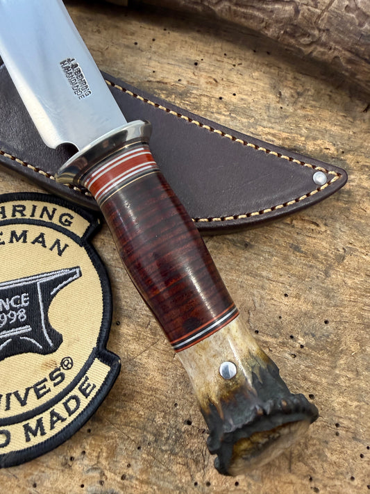 Treeman Hunter 5" AEBL Blade Nickel silver Horse Hide Crown Stag .