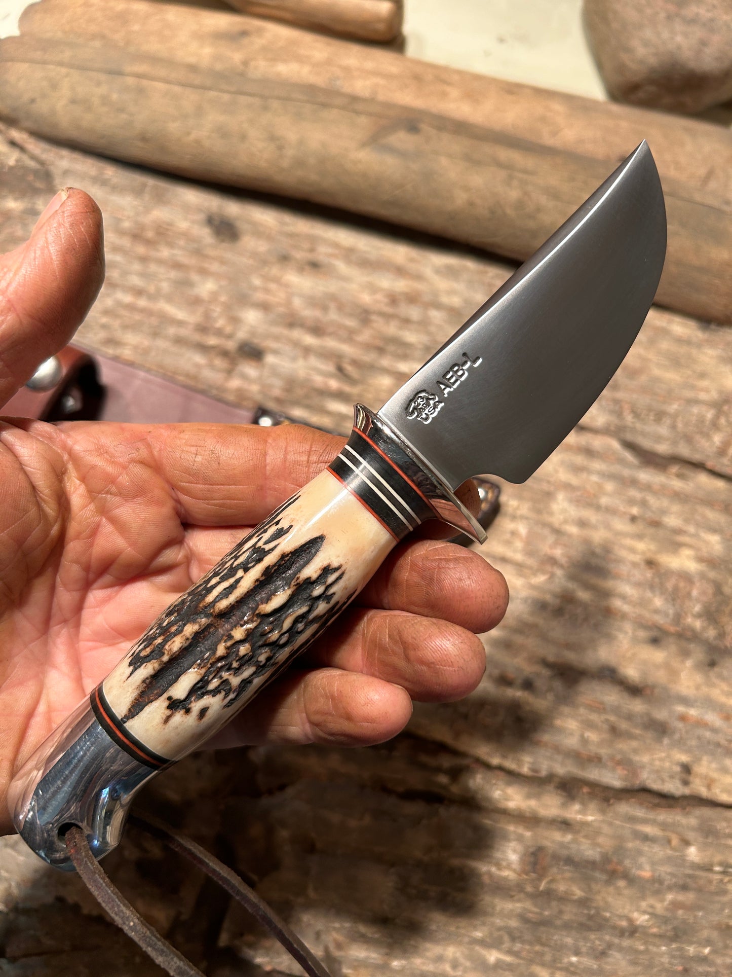 Treeman South Dakota Caper Stag Aluminum AEB-L Stainless Croc Sheath 5 options