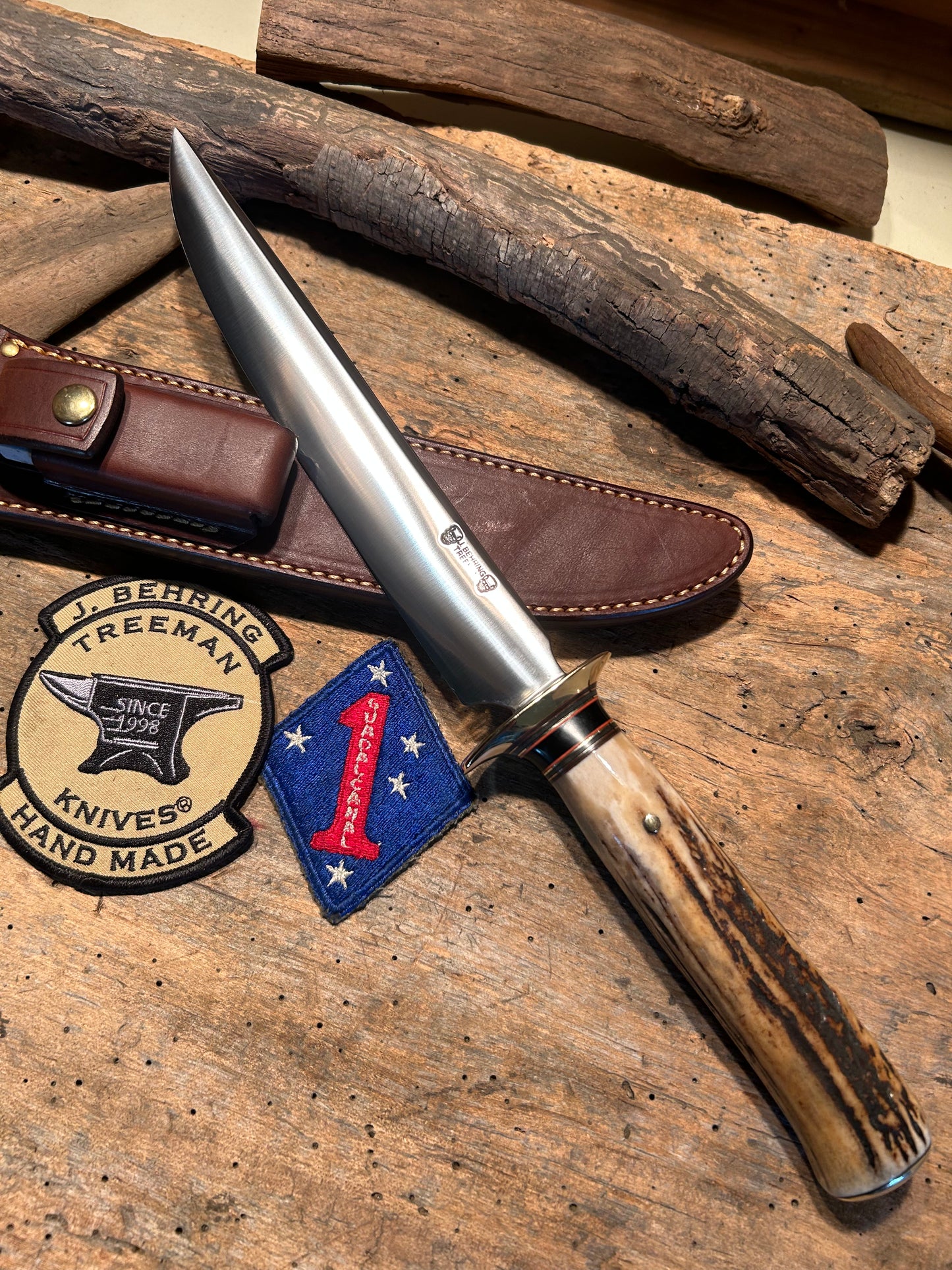 Treeman Skull Fighter 9" Blade 1095 Hand Forged Blade Sambar Stag Handle