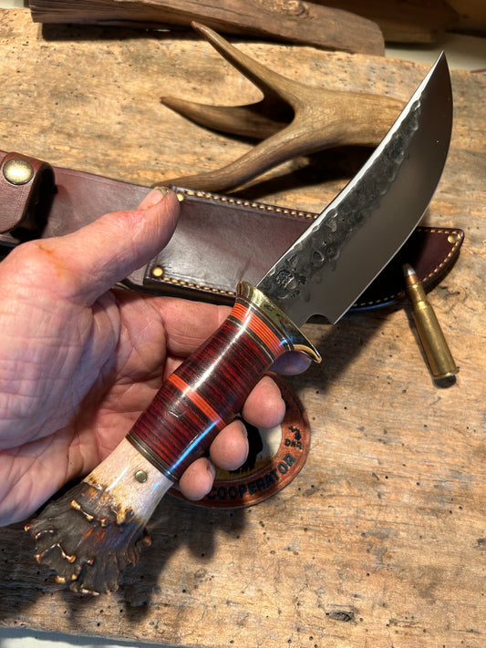 Treeman 7" Hammermark Camp Knife Horse Hide Crown stag