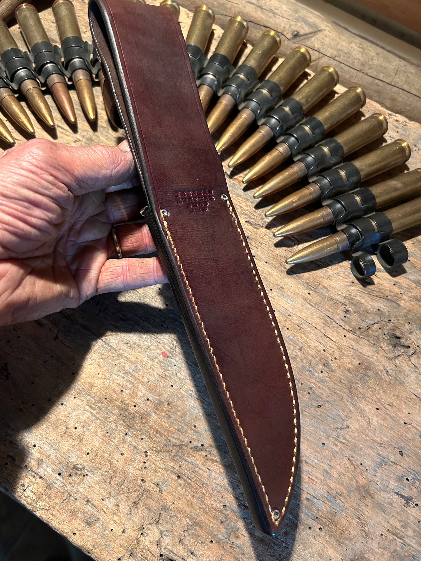 Treeman Double Skull Fighter 6 3/8" Blade NS AAA Sambar Stag Shark Sheath