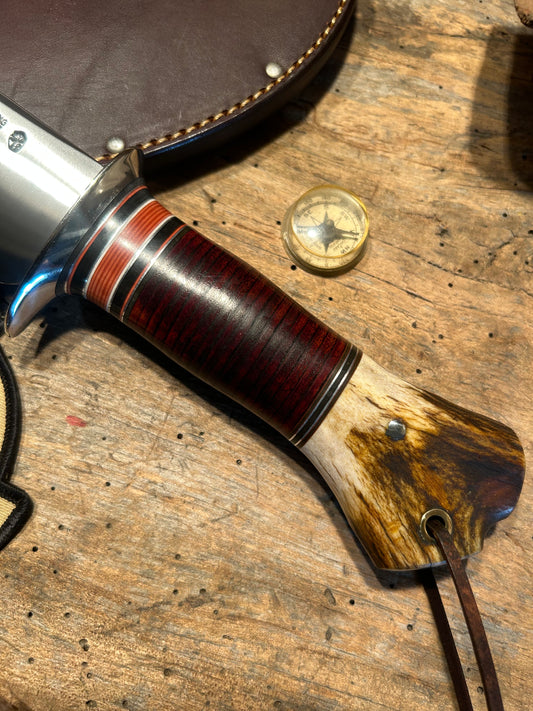 J. Behring Handmade Vintage Treeman Camp Knife Old Stamp 7" Blade