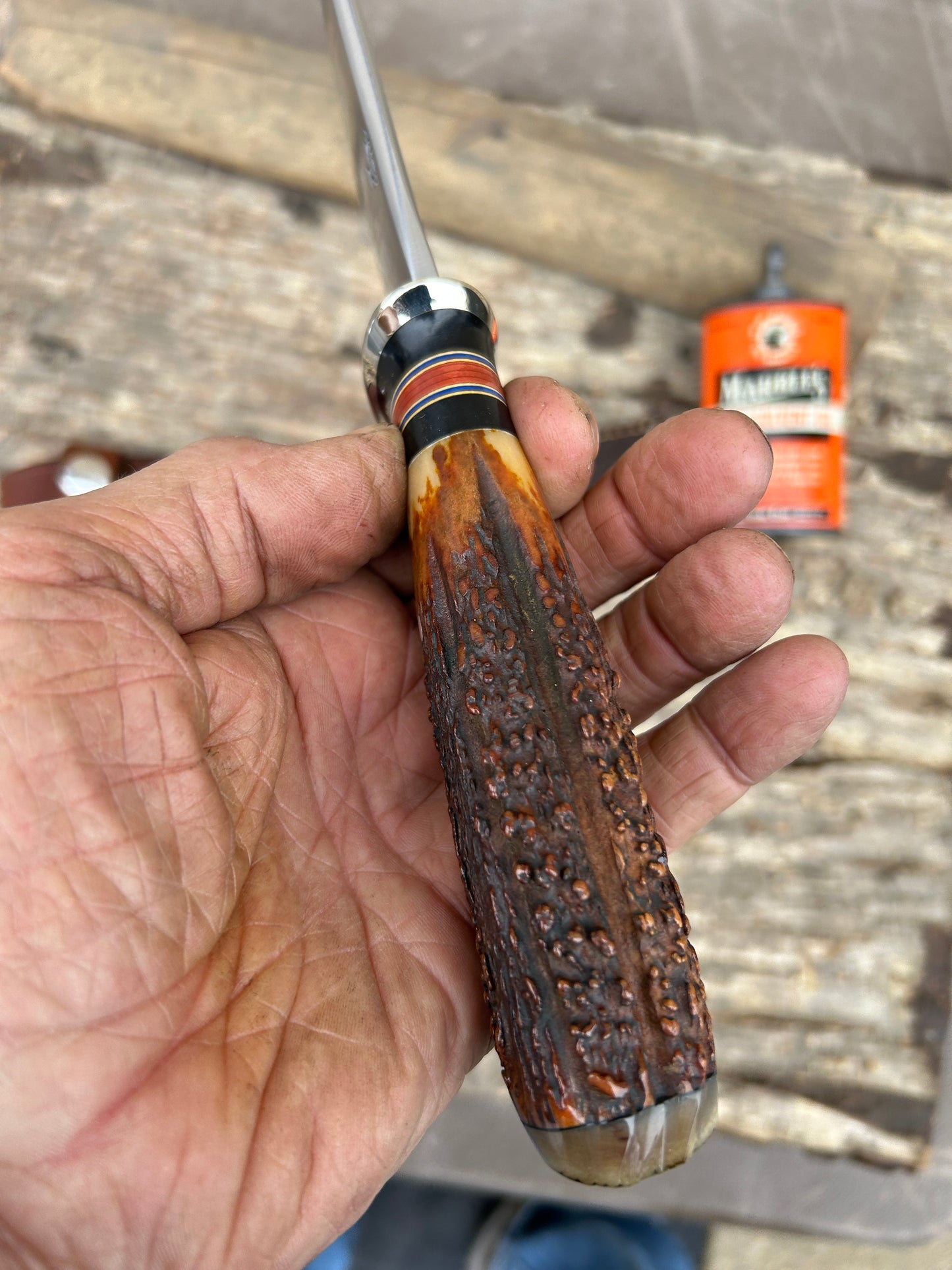 Treeman Fox River  Nickel Guard AAAA Stag Ox Butt Cap Shark Sheath